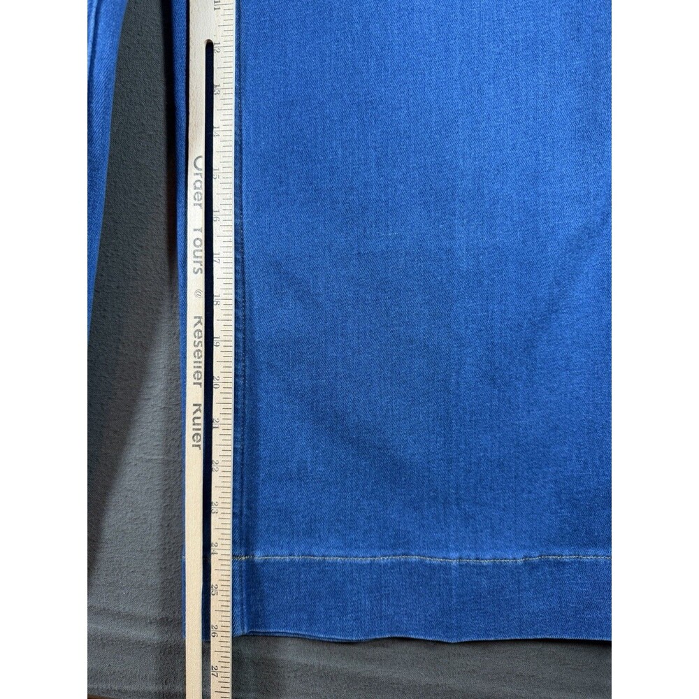 Spanx Wide Leg Jeans Women's Sz Large Blue Denim Everywear Cropped Wash Pull On - Picture 8 of 12